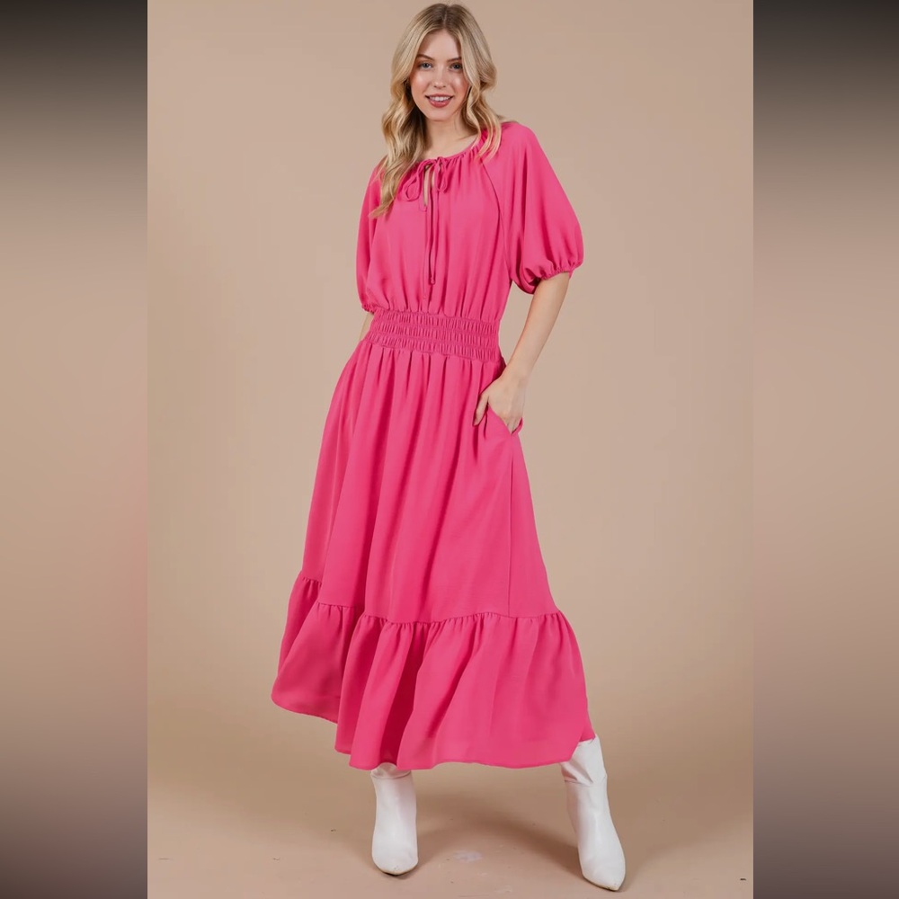 Boho Smocked Midi Dress